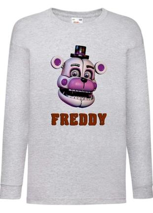 Лонгслив аниматроники 5 ночей фредди реглан с длинным рукавом (fnf-05) серый, размер 116-128-140-152-164 см