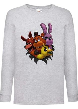 Лонгслив аниматроники 5 ночей фредди реглан с длинным рукавом (fnf-06) серый, размер 116-128-140-152-164 см