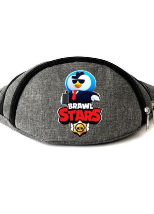 Сумка бананка на пояс бравл старс мистер п агент (bs- mp-agent) cappuccino toys серая