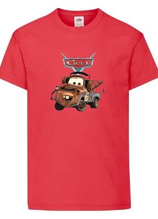 Футболка детская тачки (cars-03) красная, размер 98-104-116-128-140-152-164 см