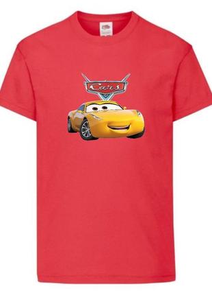 Футболка детская тачки (cars-04) красная, размер 98-104-116-128-140-152-164 см