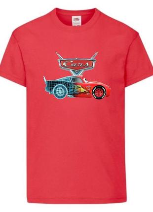 Футболка детская тачки (cars-06) красная, размер 98-104-116-128-140-152-164 см
