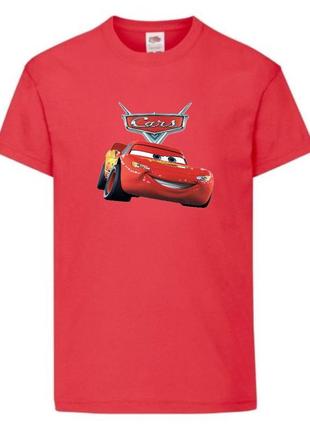 Футболка детская тачки (cars-07) красная, размер 98-104-116-128-140-152-164 см