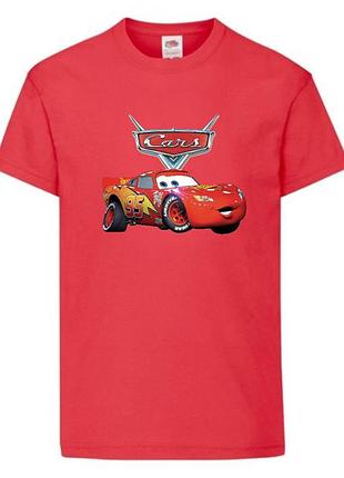 Футболка детская тачки (cars-08) красная, размер 98-104-116-128-140-152-164 см