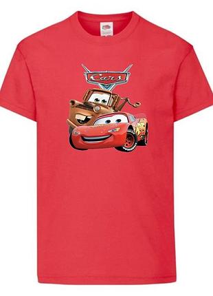 Футболка детская тачки (cars-12) красная, размер 98-104-116-128-140-152-164 см