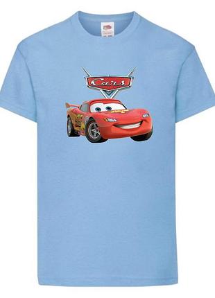 Футболка детская тачки (cars-10) светло голубая, размер 98-104-116-128-140-152-164 см