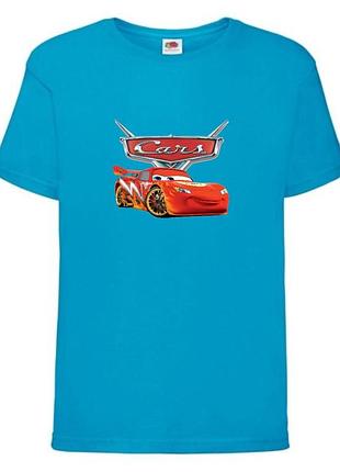 Футболка детская тачки (cars-02) синяя, размер 98-104-116-128-140-152-164 см