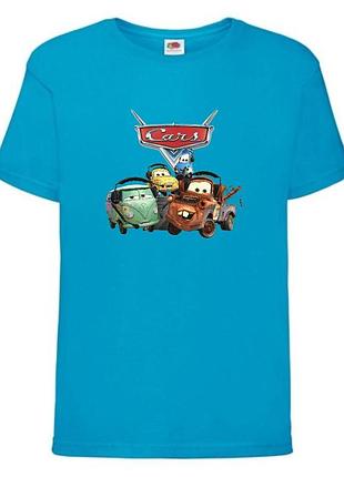 Футболка детская тачки (cars-05) синяя, размер 98-104-116-128-140-152-164 см