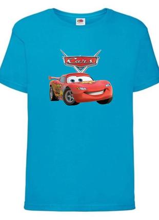 Футболка детская тачки (cars-10) синяя, размер 98-104-116-128-140-152-164 см