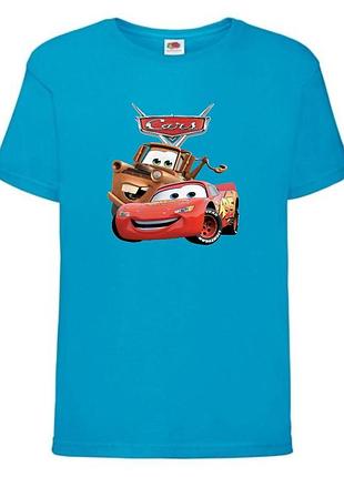 Футболка детская тачки (cars-12) синяя, размер 98-104-116-128-140-152-164 см