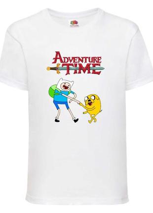 Футболка детская время приключений 0017 (adventure time) белая 104-116-128-140-152-164