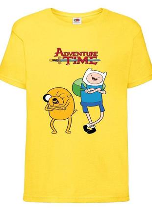 Футболка детская время приключений 0013 (adventure time) желтая 104-116-128-140-152-164