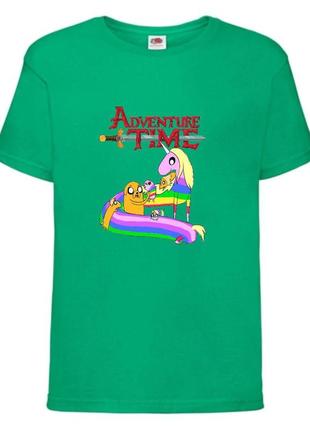 Футболка детская время приключений 0021 (adventure time) зеленная 104-116-128-140-152-164