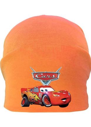 Шапка детская тачки 008 оранжевая (cr-008) размеры 50-52 см, 54-56 см