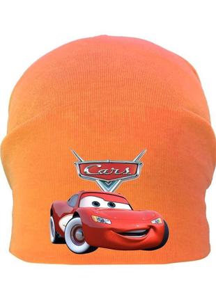 Шапка детская тачки 009 оранжевая (cr-009) размеры 50-52 см, 54-56 см