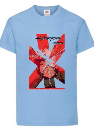 Футболка кибер панк 005 (cyber punk) детская (crk-005), цвет голубой, размер 116-128-140-152-164