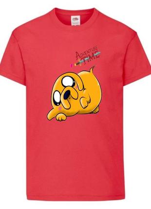 Футболка детская время приключений 006 (adventure time) красная 104-116-128-140-152-164