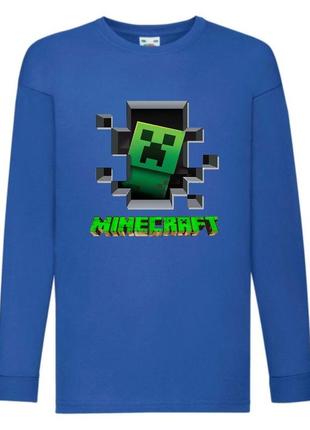Лонгслив реглан майнкрафт (minecraft 003) розмір 116-128-140-152-164 синій