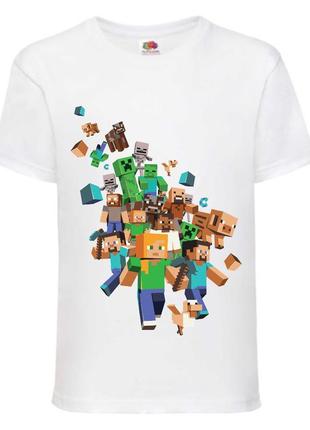 Футболка детская майнкрафт minecraft (mc-02) белая