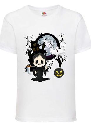 Футболка хеллоуин тыква (helloween-12) белая 98-164 размер