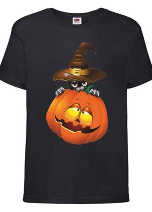 Футболка хеллоуин тыква (helloween-02) черная 98-164 размер