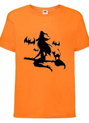 Футболка хеллоуин ведьма (helloween) оранжевая 98-164 размер