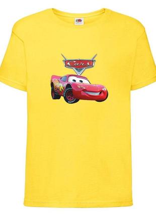 Футболка детская тачки (cars-01) желтая, размер 98-104-116-128-140-152-164 см