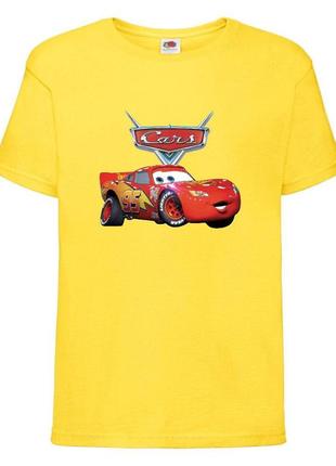 Футболка детская тачки (cars-08) желтая, размер 98-104-116-128-140-152-164 см
