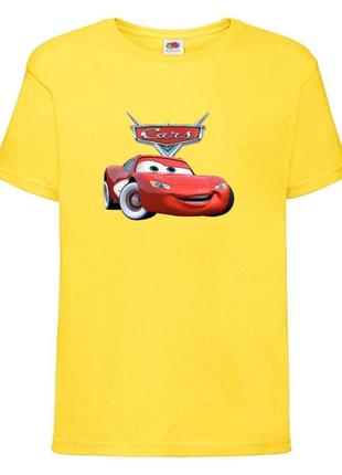 Футболка детская тачки (cars-09) желтая, размер 98-104-116-128-140-152-164 см