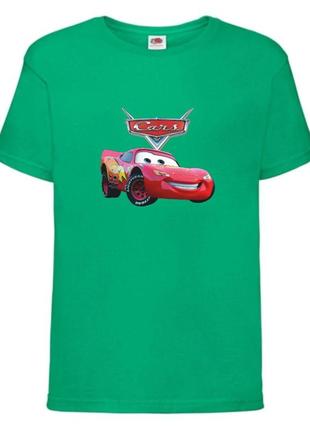 Футболка детская тачки (cars-01) зеленая, размер 98-104-116-128-140-152-164 см