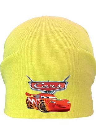 Шапка детская тачки 002 желтая (cr-002) размеры 50-52 см, 54-56 см