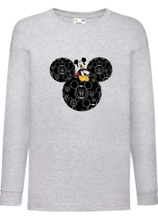 Лонгслив реглан микки маус (mm-008) размер 104-116-128 серый