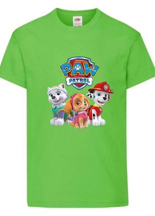 Футболка детская щенячий патруль (paw patrol) скай, эверест, маршал салатовая