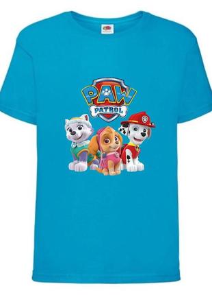 Футболка детская щенячий патруль (paw patrol) скай, эверест, маршал голубая