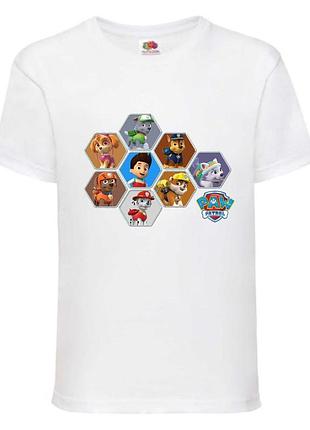 Футболка детская щенячий патруль (paw patrol-05-011) все щенки белая