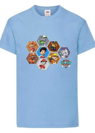 Футболка детская щенячий патруль (paw patrol-05-011) все щенки светло-голубая