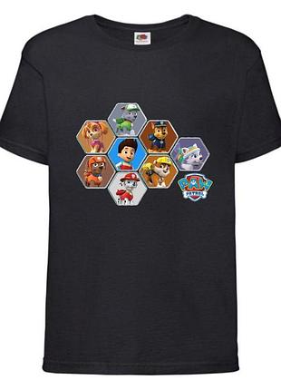 Футболка детская щенячий патруль (paw patrol-05-011) все щенки черная
