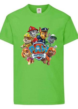 Футболка детская щенячий патруль (paw patrol-05) все щенки салатовая