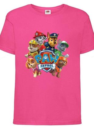 Футболка детская щенячий патруль (paw patrol-05) все щенки розовая