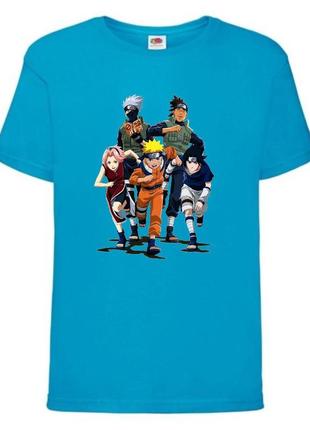 Футболка наруто (naruto - 0025) голубая 104-116-128-140-152-164 размер
