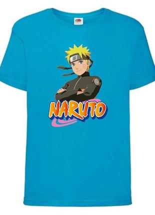 Футболка наруто (naruto - 0035) голубая 104-116-128-140-152-164 размер