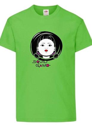 Футболка детская игра в кальмара 0014 (squid game) салатовая (sqg  lgrn-0014)