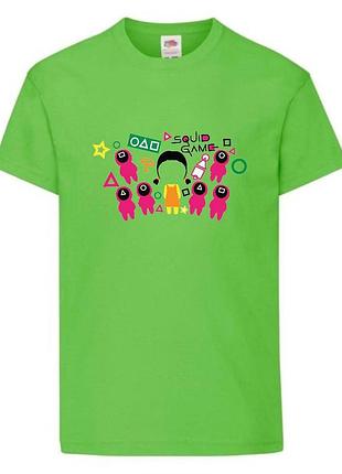 Футболка детская игра в кальмара 0021 (squid game) салатовая (sqg  lgrn-0021)