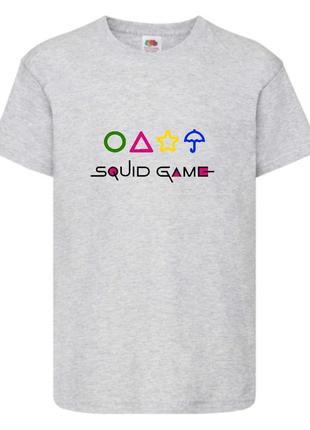 Футболка детская игра в кальмара 0016 (squid game) серая (sqg  gry-0016)