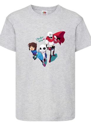 Футболка детская андертейл 0021 (undertale) серая, размеры 104-116-128-140-152-164