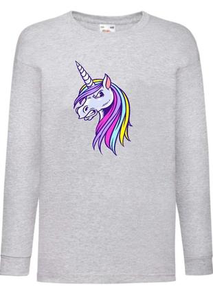 Лонгслив реглан единорог (edinorog-007) серый, размеры 116-128-140-152-164