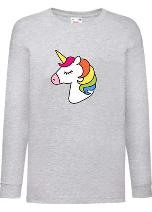 Лонгслив реглан единорог (edinorog-008) серый, размеры 116-128-140-152-164