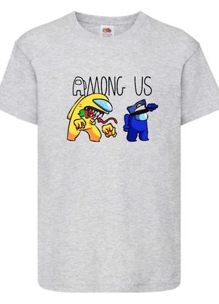 Футболка амонг ас (among us-006) серая 116-128-140-152-164 размер