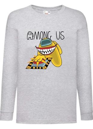 Лонгслив реглан амонг ас (among-us-002) серый 104-116-128-140 размер