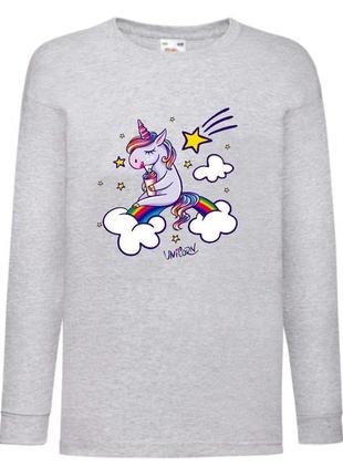 Лонгслив реглан единорог (edinorog-0027) серый, размеры 116-128-140-152-164